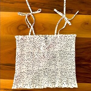 Nasty Gal White Smocked Tie Front Camisole